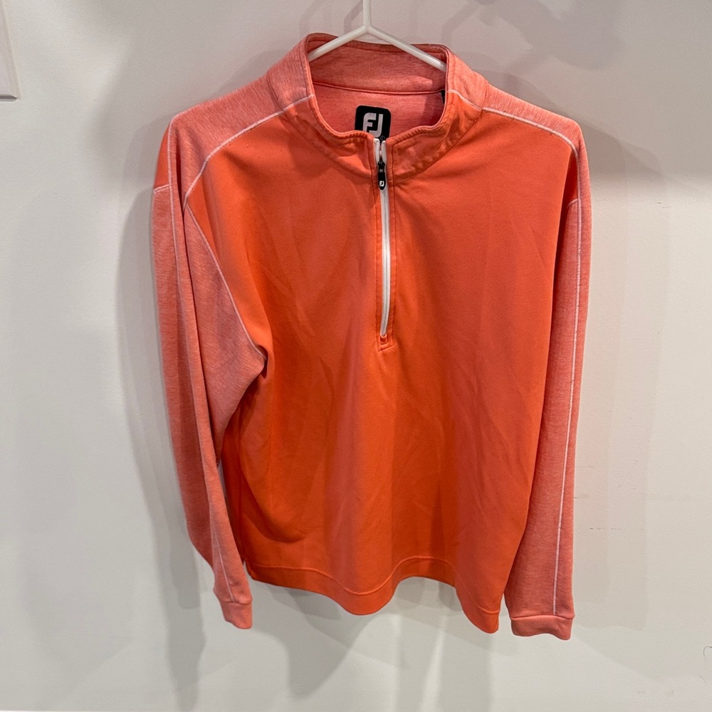 FootJoy Men's Orange Zip-Up Sweater